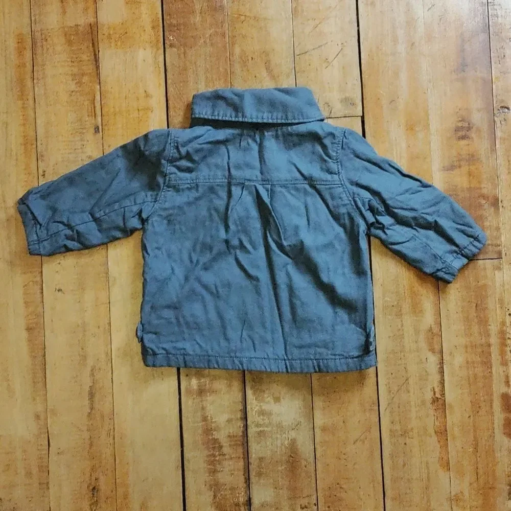 Gap Shirt 6 to 12 months Blue Gray long sleeve shirt pullover cowl neck Lined